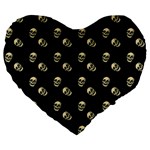 Skull Black Pattern Large 19  Premium Heart Shape Cushions Front