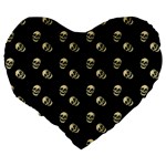 Skull Black Pattern Large 19  Premium Heart Shape Cushions Back