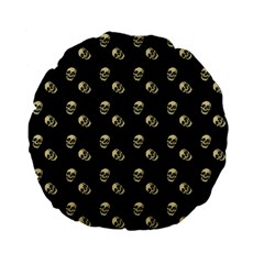 Skull Black Pattern Standard 15  Premium Flano Round Cushions by snowwhitegirl