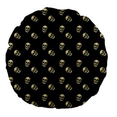 Skull Black Pattern Large 18  Premium Flano Round Cushions by snowwhitegirl