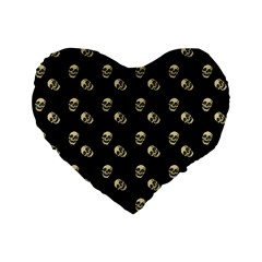 Skull Black Pattern Standard 16  Premium Flano Heart Shape Cushions by snowwhitegirl