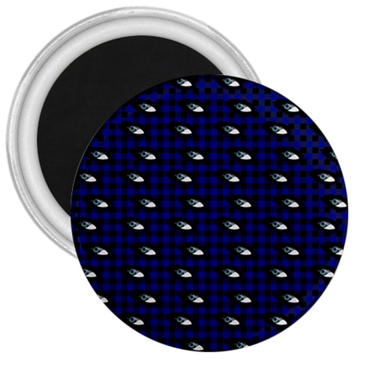 Eyes Blue Plaid 3  Magnets