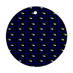 Eyes Blue Plaid Round Ornament (Two Sides)