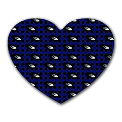 Eyes Blue Plaid Heart Mousepads