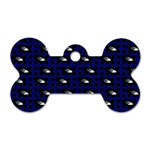 Eyes Blue Plaid Dog Tag Bone (Two Sides) Front