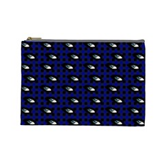 Eyes Blue Plaid Cosmetic Bag (Large)