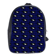 Eyes Blue Plaid School Bag (large) by snowwhitegirl