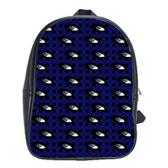 Eyes Blue Plaid School Bag (XL)