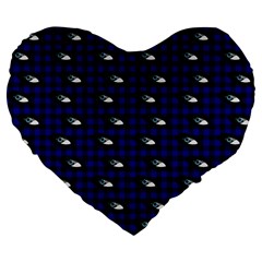 Eyes Blue Plaid Large 19  Premium Heart Shape Cushions