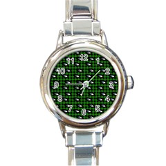 Eyes Green Plaid Round Italian Charm Watch by snowwhitegirl