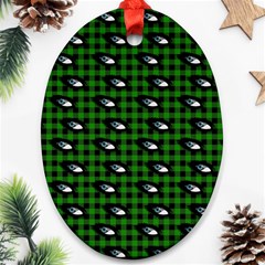 Eyes Green Plaid Ornament (oval) by snowwhitegirl