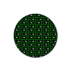 Eyes Green Plaid Rubber Coaster (round)  by snowwhitegirl