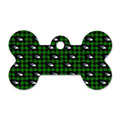 Eyes Green Plaid Dog Tag Bone (one Side) by snowwhitegirl