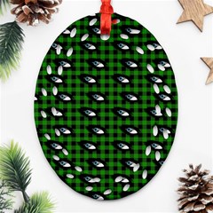 Eyes Green Plaid Ornament (oval Filigree) by snowwhitegirl