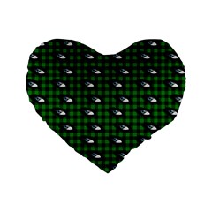 Eyes Green Plaid Standard 16  Premium Heart Shape Cushions by snowwhitegirl