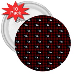 Eyes Red Plaid 3  Buttons (10 Pack)  by snowwhitegirl