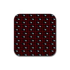 Eyes Red Plaid Rubber Coaster (square)  by snowwhitegirl