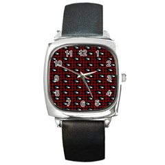 Eyes Red Plaid Square Metal Watch by snowwhitegirl