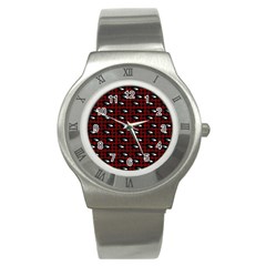 Eyes Red Plaid Stainless Steel Watch by snowwhitegirl