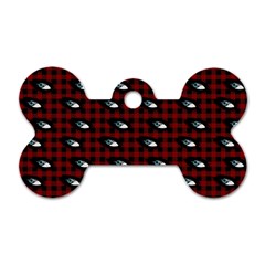 Eyes Red Plaid Dog Tag Bone (one Side) by snowwhitegirl