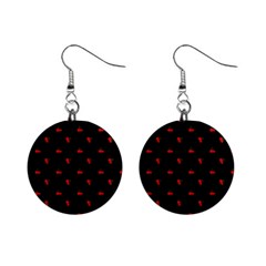 Candy Apple Black Pattern Mini Button Earrings by snowwhitegirl