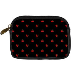 Candy Apple Black Pattern Digital Camera Leather Case by snowwhitegirl