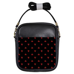 Candy Apple Black Pattern Girls Sling Bag by snowwhitegirl