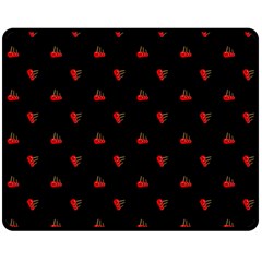 Candy Apple Black Pattern Double Sided Fleece Blanket (medium)  by snowwhitegirl