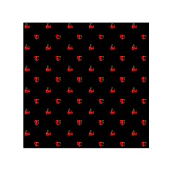 Candy Apple Black Pattern Small Satin Scarf (square) by snowwhitegirl