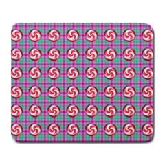 Peppermint Candy Pink Plaid Large Mousepads by snowwhitegirl