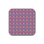 Peppermint Candy Pink Plaid Rubber Coaster (Square)  Front