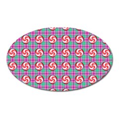 Peppermint Candy Pink Plaid Oval Magnet by snowwhitegirl