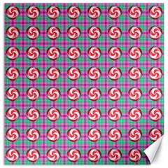 Peppermint Candy Pink Plaid Canvas 12  X 12  by snowwhitegirl