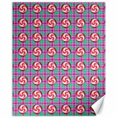 Peppermint Candy Pink Plaid Canvas 16  X 20 