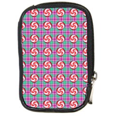 Peppermint Candy Pink Plaid Compact Camera Leather Case by snowwhitegirl