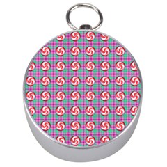 Peppermint Candy Pink Plaid Silver Compasses by snowwhitegirl