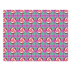 Peppermint Candy Pink Plaid Double Sided Flano Blanket (large)  by snowwhitegirl