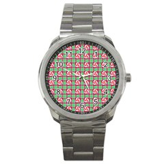 Peppermint Candy Green Plaid Sport Metal Watch by snowwhitegirl