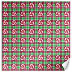 Peppermint Candy Green Plaid Canvas 12  X 12  by snowwhitegirl