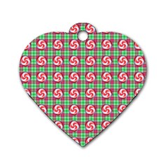 Peppermint Candy Green Plaid Dog Tag Heart (one Side) by snowwhitegirl