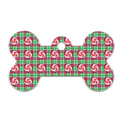 Peppermint Candy Green Plaid Dog Tag Bone (two Sides) by snowwhitegirl