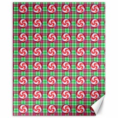 Peppermint Candy Green Plaid Canvas 11  X 14  by snowwhitegirl