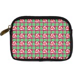 Peppermint Candy Green Plaid Digital Camera Leather Case Front