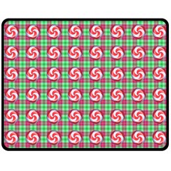 Peppermint Candy Green Plaid Double Sided Fleece Blanket (medium)  by snowwhitegirl