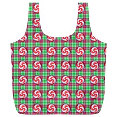 Peppermint Candy Green Plaid Full Print Recycle Bag (xl) by snowwhitegirl