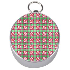 Peppermint Candy Green Plaid Silver Compasses by snowwhitegirl