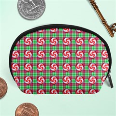 Peppermint Candy Green Plaid Accessory Pouch (large) by snowwhitegirl