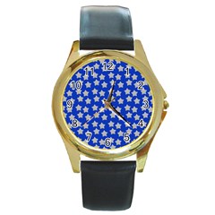 Silver Stars Royal Blue Round Gold Metal Watch by snowwhitegirl