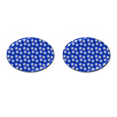 Silver Stars Royal Blue Cufflinks (oval) by snowwhitegirl