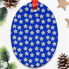 Silver Stars Royal Blue Oval Ornament (two Sides) by snowwhitegirl